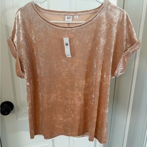 GAP Women's Velvet Short Sleeve Tee in Light Brown